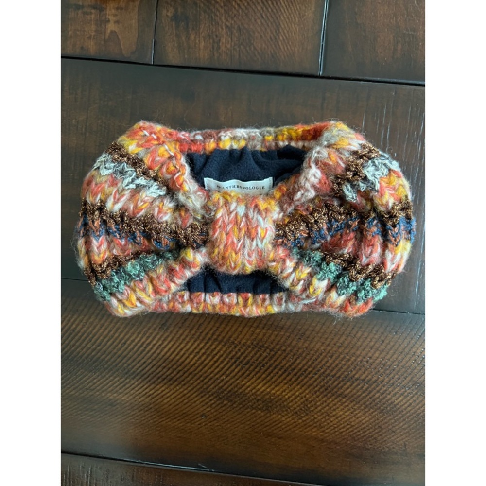 NWT Anthropologie Marisela Shimmer Cozy Ear Warmer Red Rouge